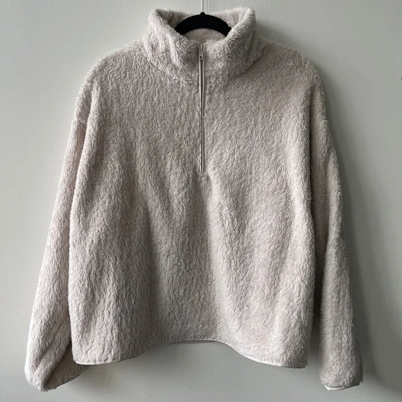 Half zip fluffy faux shearling teddy sweatshirt online